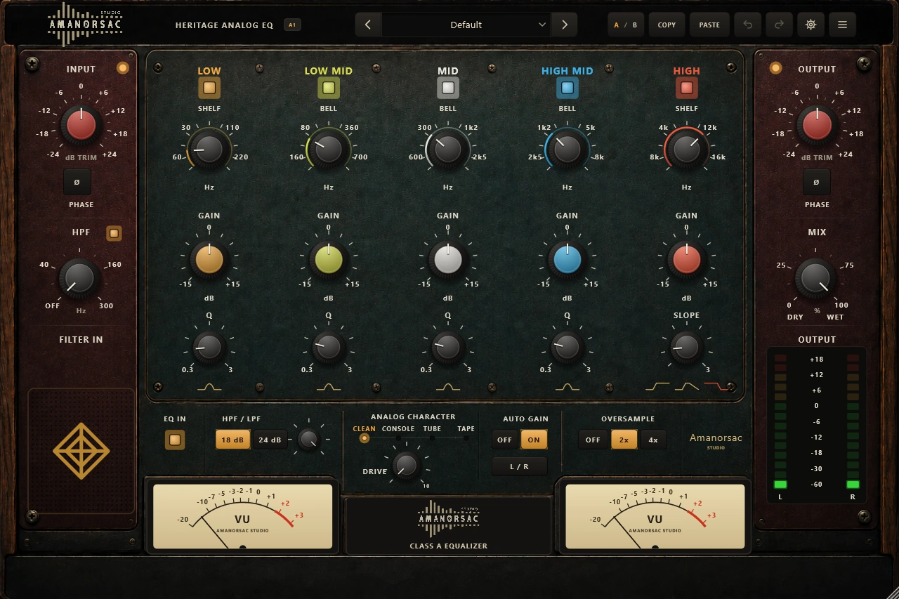 Heritage EQ, the five band equaliser that opens the AMB Analog bundle