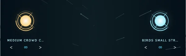 The effects star in gold on the left and the texture star in ice blue on the right