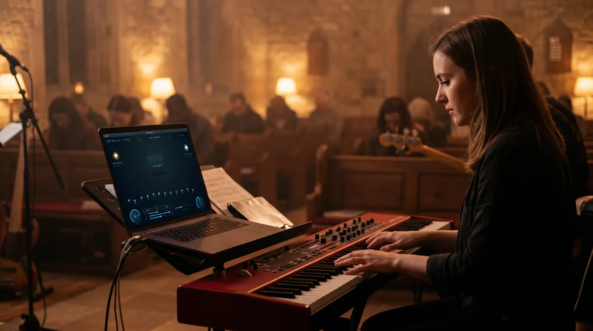 Nebula Tide on a laptop in a sanctuary