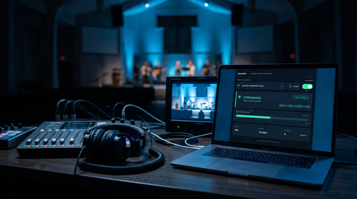SecondOut in a church media booth